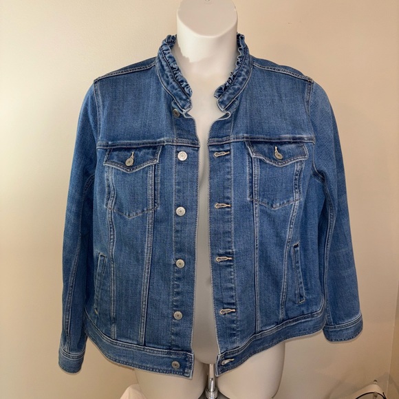 EUC Talbots Denim Jacket with Ruffle Collar. Sz. 1X - Picture 1 of 8